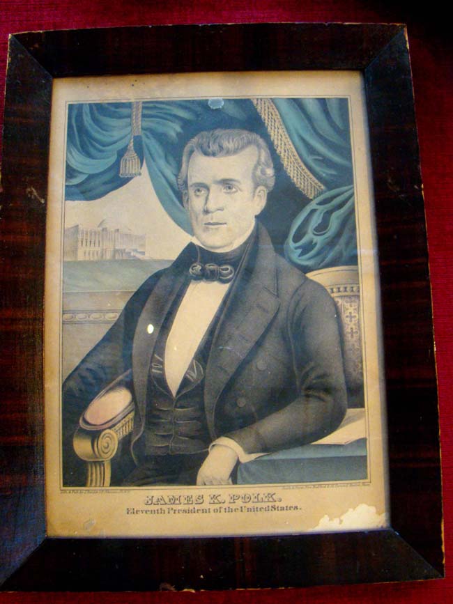 An original lithograph of James K. Polk, 11th President of the United states from 1845-1849